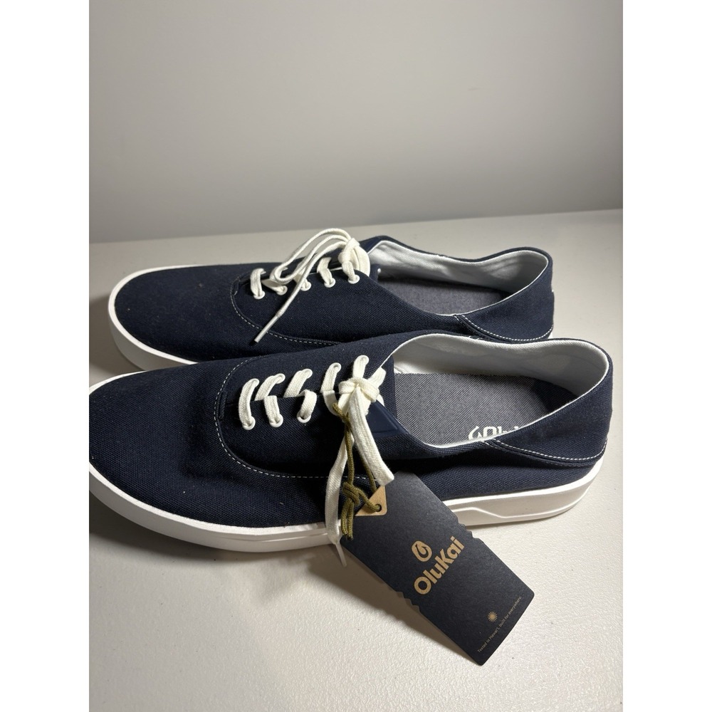 OluKai Tradewind Men's Canvas Lace-Up Sneakers Comfort Blue/White US 13